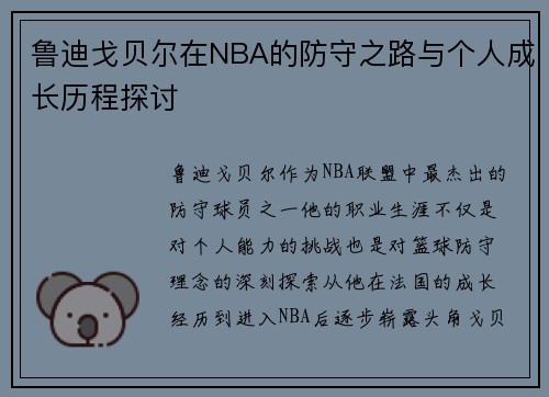 鲁迪戈贝尔在NBA的防守之路与个人成长历程探讨